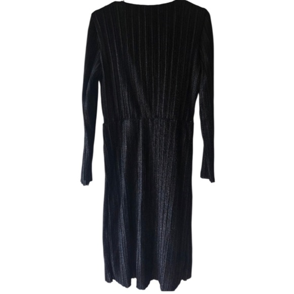 Steve Madden Elegant Crinkle Metallic Long Sleeve Black Dress Sz XS - Picture 12 of 13